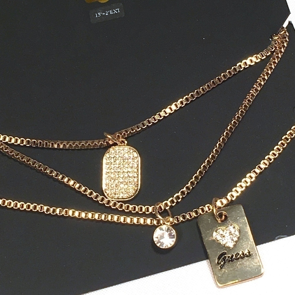 𝅺3/$29! GUESS Layered Necklace Gold Tones - Picture 7 of 8